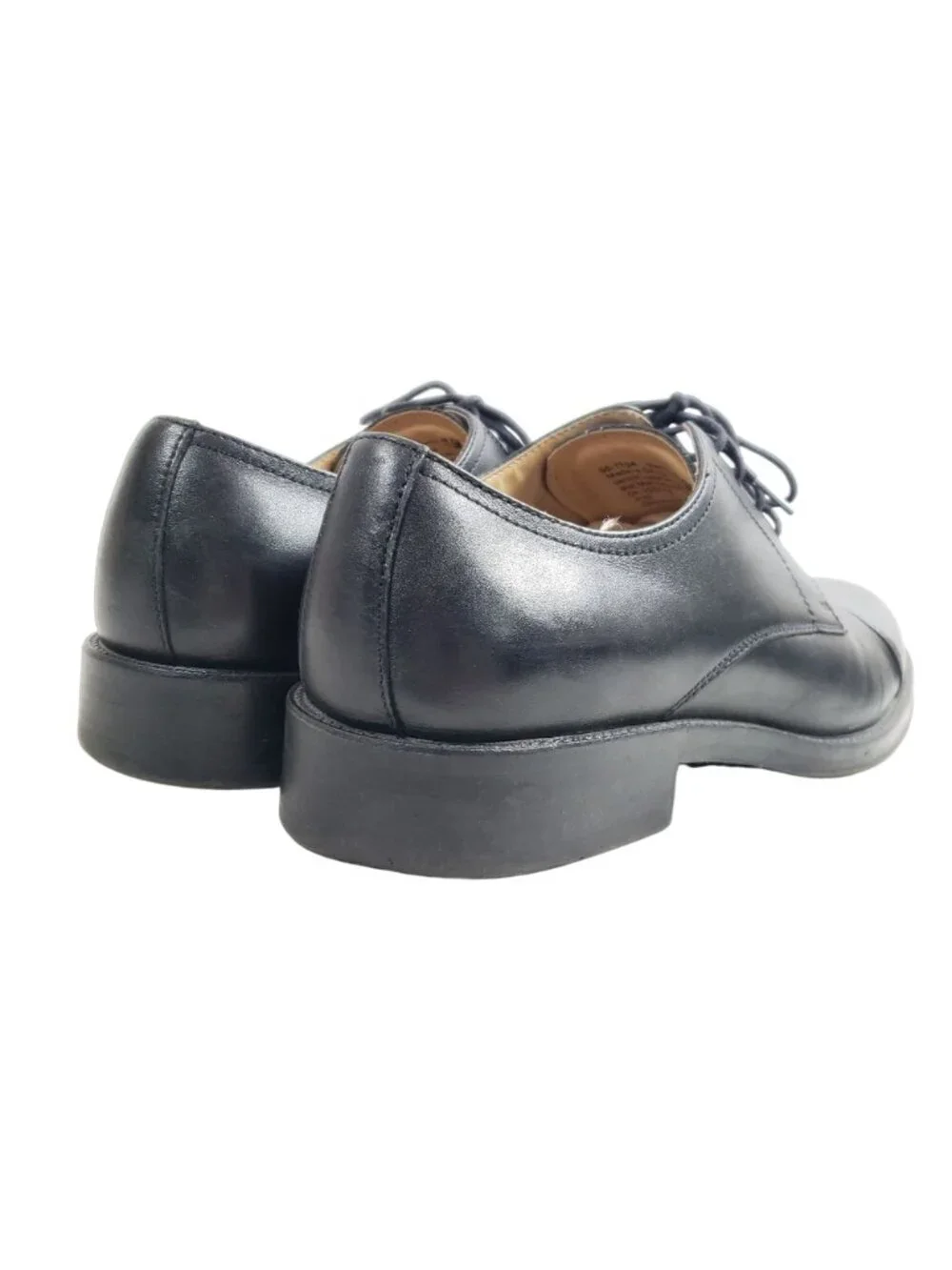 Chaps Mens Size 11.5 Black Leather Cap Toe Derby Shoes